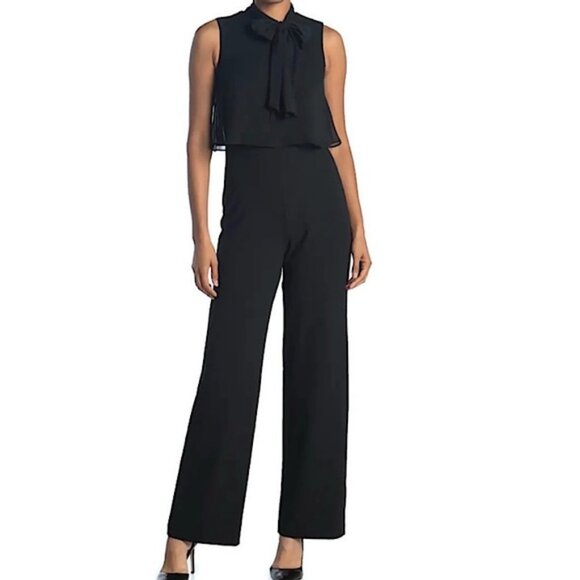 Pants - DEPOP CALVIN KLEIN TieNeck Sleeveless Wide Leg Jumpsuit